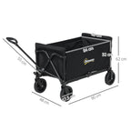 120L Folding Garden Trolley with Opening Panel, in Steel and Polyester, 90x48x62 cm, Black