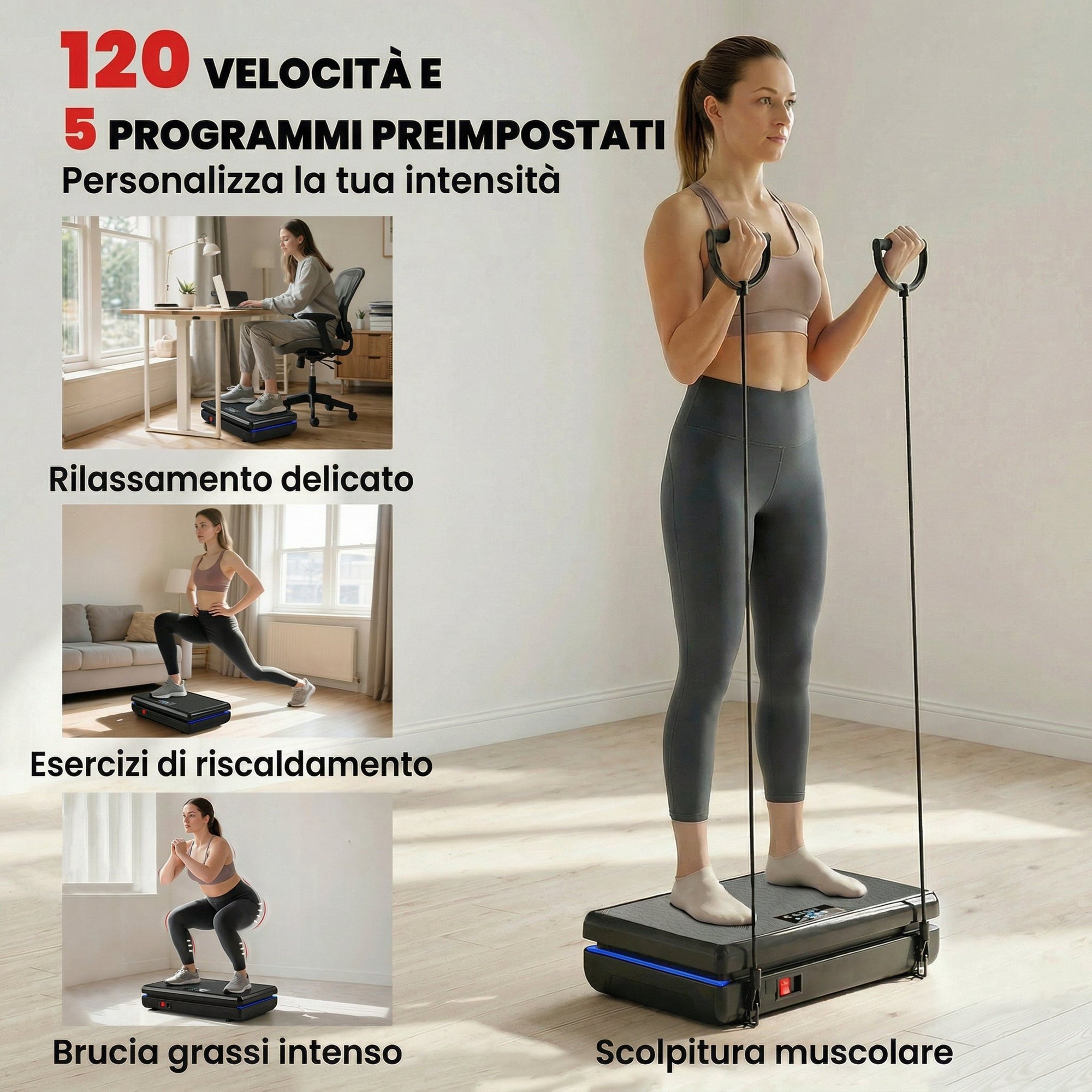 SPORTNOW Vibration Platform with 120 Speed Levels and 5 Programs