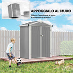 Outsunny 1.1m² Steel Garden Shed with Lockable Double Doors, 133x87x178cm, Silver Grey