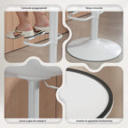 Set of 2 Bar Stools with Backrest, Adjustable Height, Swivel PU Leather Seat and Footrest, White