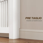 Anti-tipping slatted radiator cover with storage drawer, in wood, 112x19x97 cm, White