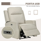 Electric Relax Chair, 150° Modern Reclining Chair with USB for Living Room Bedroom, Beige, 84x92x104cm