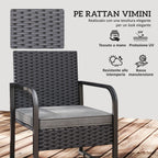 Outsunny Rattan Garden Lounge Set with 2 Outdoor Armchairs and Glass Top Coffee Table, Black
