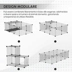 Modular Rabbit and Guinea Pig Playpen with Assembly Accessories, 105x70x35cm - Black