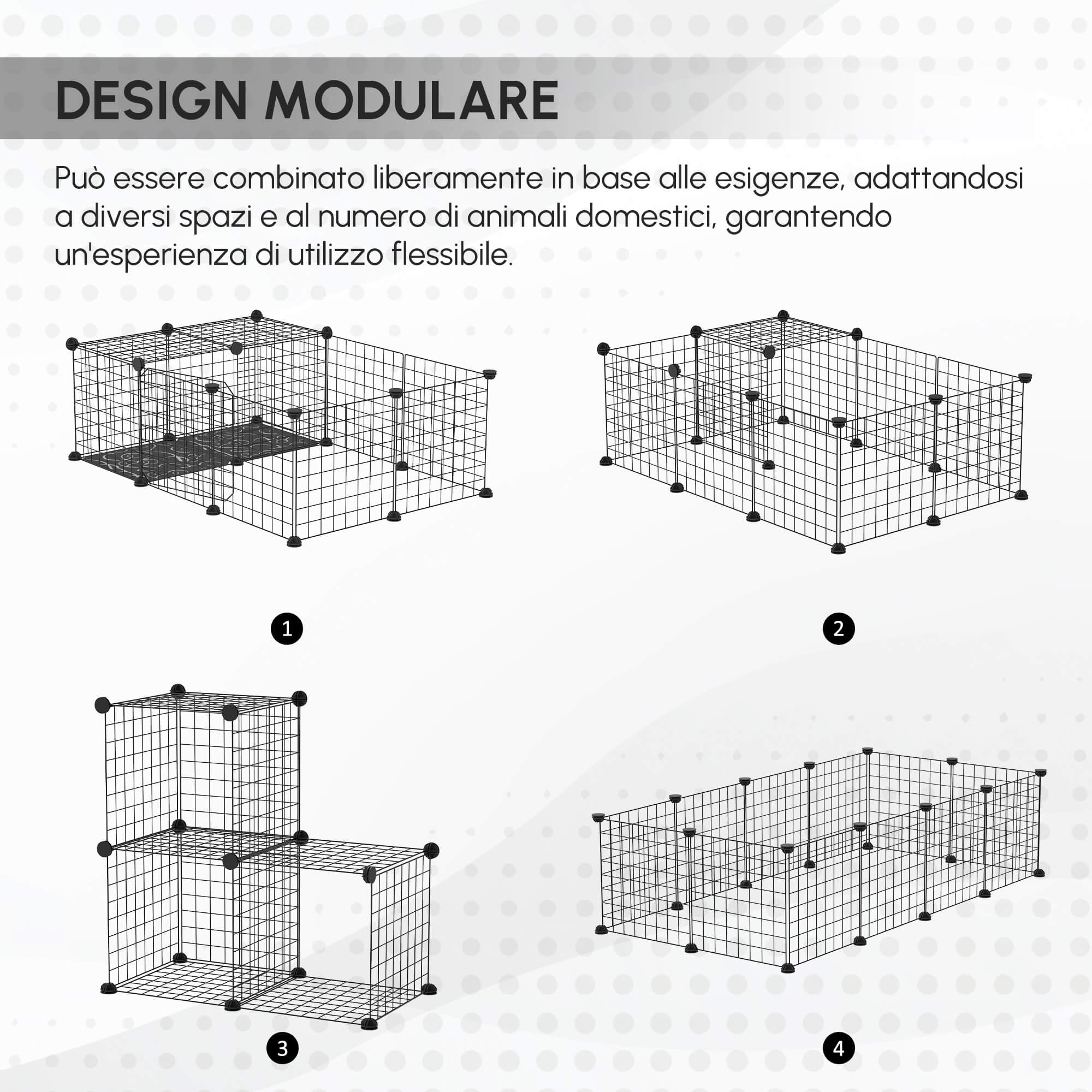 Modular Rabbit and Guinea Pig Playpen with Assembly Accessories, 105x70x35cm - Black