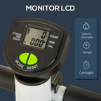 Stepper with Handlebar, Non-Slip Pedals and LCD Monitor, in Steel and ABS, 55x44x108 cm, White Black and Green