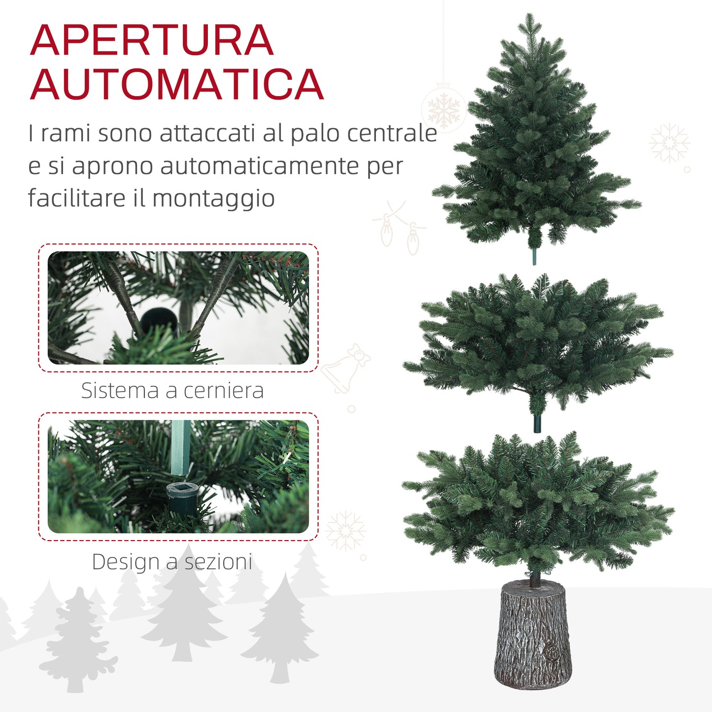 CHRISTMAS TREE - Artificial Christmas Tree 150cm Realistic with 994 Branches and Resin Base, Green