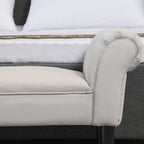 Bed End Bench with Rolled Armrests, Padded Bench for Bedroom, Grey, 102x36x51cm