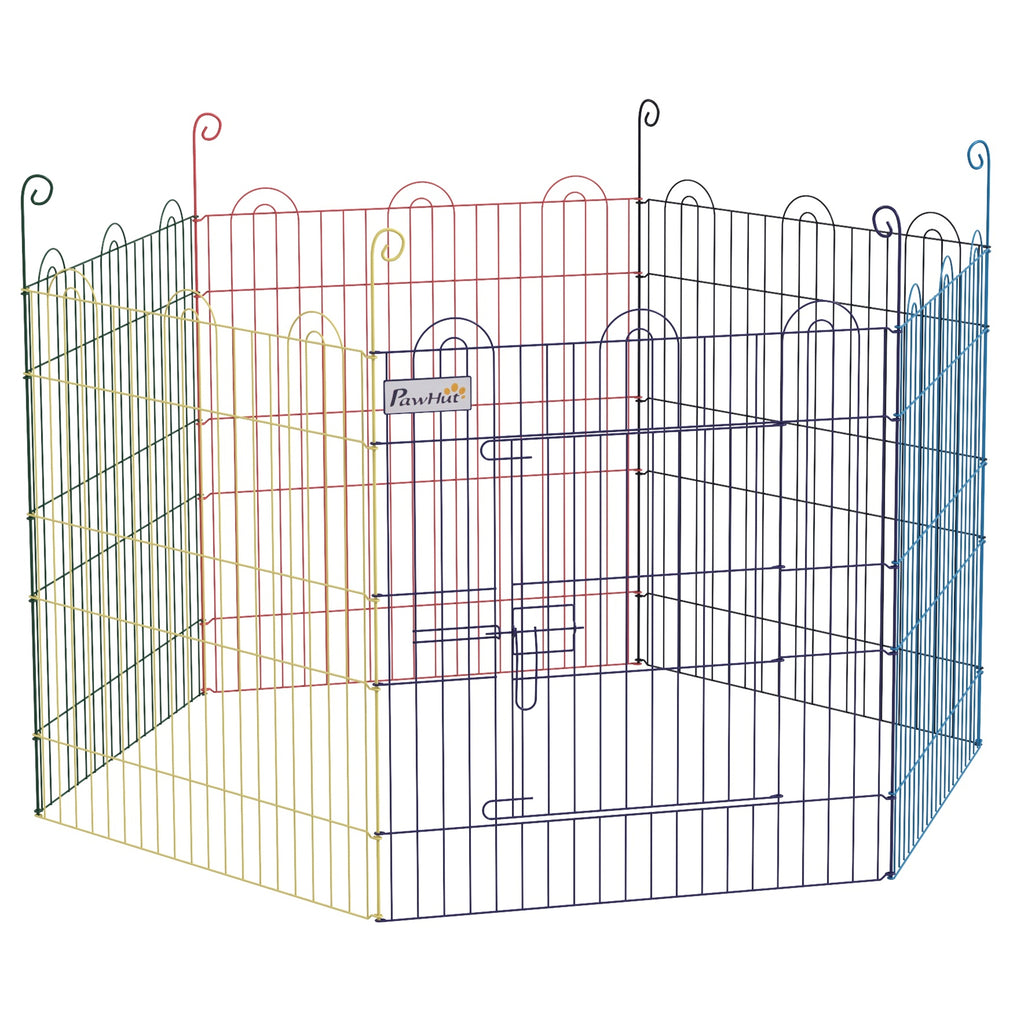 PawHut 6-Panel Metal Dog Gate with Snap Closure, Ø120x60 cm, Multicolour - Borgè
