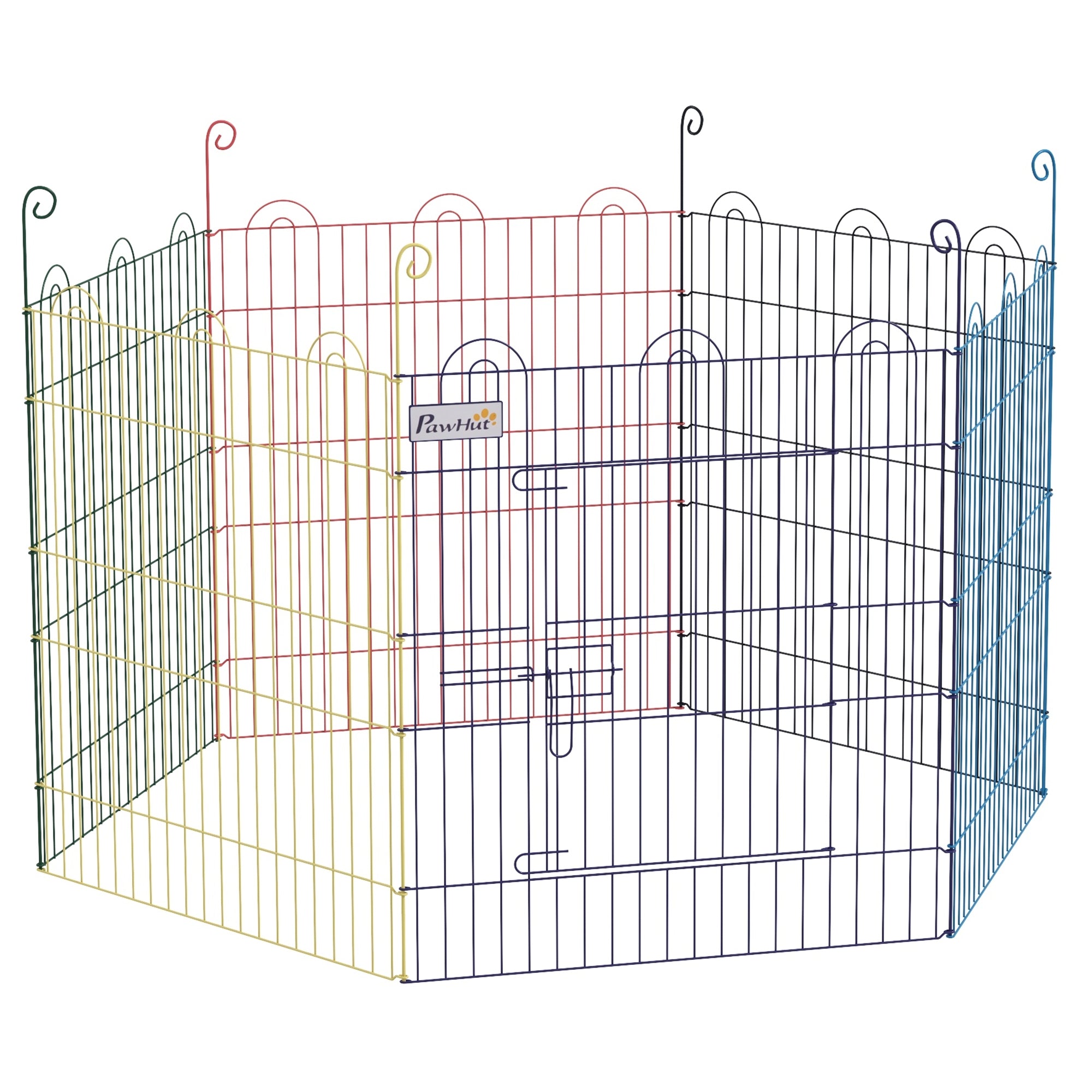 PawHut 6-Panel Metal Dog Gate with Snap Closure, Ø120x60 cm, Multicolour - Borgè