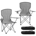 Outsunny Set of 2 High-Back Camping Chairs in Metal and Oxford Fabric, Grey