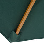 3x2.5 m Garden Umbrella with Rope Opening, 8 Ribs, in Wood and Polyester, Dark Green - Borge' Group Limited