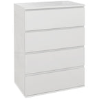 4 Drawer Wooden Chest of Drawers, Modern and Multipurpose Bedroom Dresser, 55x33x80 cm, White