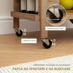 2-Tier Folding Kitchen Trolley with Bamboo Bottle Holder