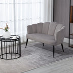 MADISON | 2 Seater Velvet Sofa with Metal Legs and Shell Backrest, 132x66x80cm, Grey
