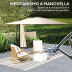 Outsunny 2.5x2.5 m Off-Center Umbrella with Cross Base and Crank Handle, Metal and Polyester, Khaki