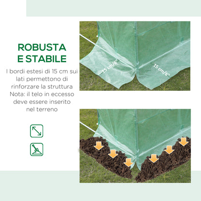 Outsunny PE Greenhouse Sheet with 12 Windows, Roller Door and Buried Edges, 6x3x2 m, Green - Borgè