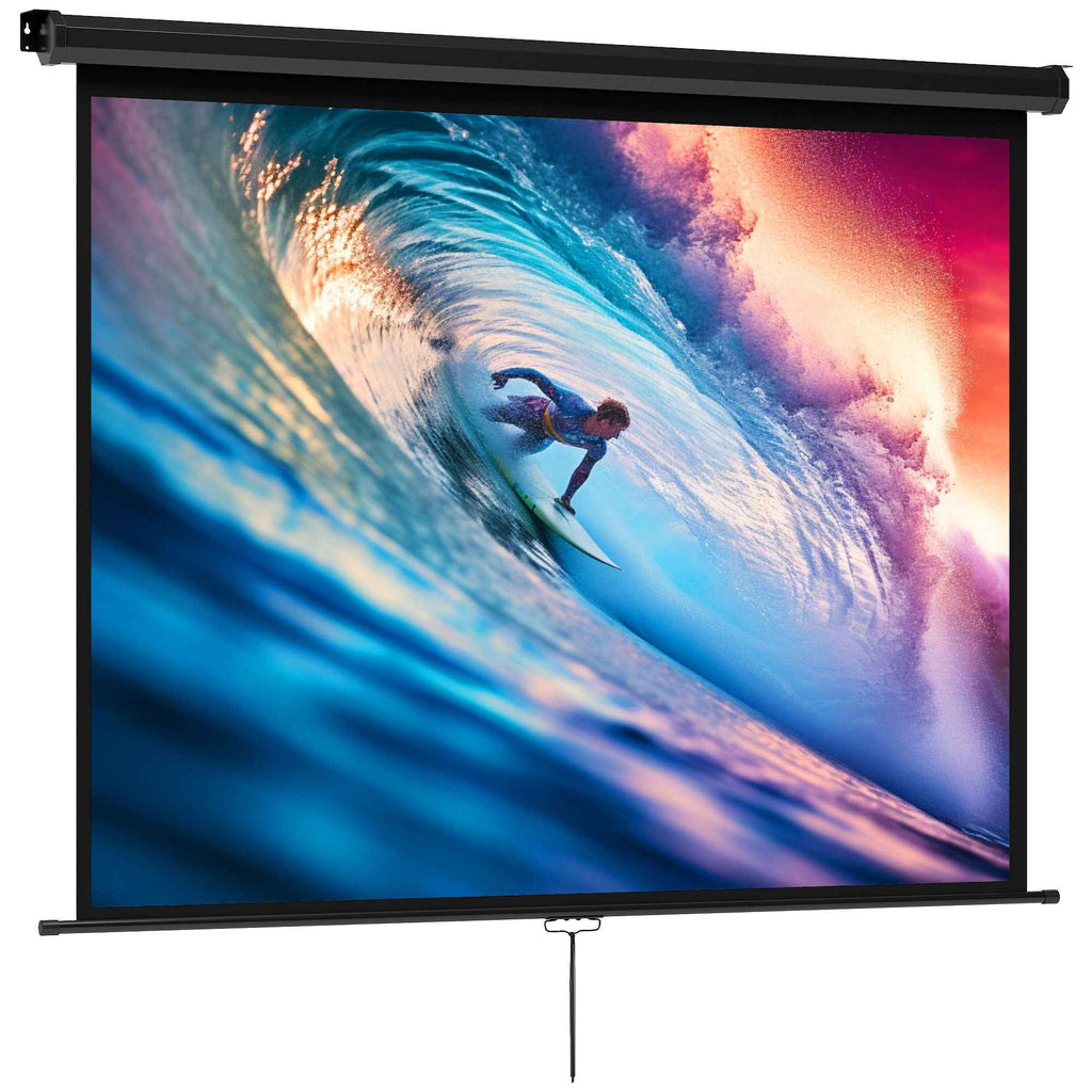 HOMCOM Projector Screen 84" 4:3 Format, 160° Angle and Ceiling or Wall Mount, Black