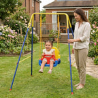 AIYAPLAY Adjustable Children's Garden Swing with Backrest and Barrier, Made of Steel and PP, 128x155x157 cm, Blue