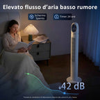 Tower Fan for Bedroom, 70° Oscillating Floor Fan, 4 Modes, 3 Speeds, 24-Hour Timer, White