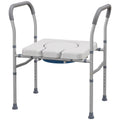 HOMCOM Comfortable WC Chair for the Elderly and Disabled 4 in 1 Height Adjustable with Padded Armrests, Gray - Borgè