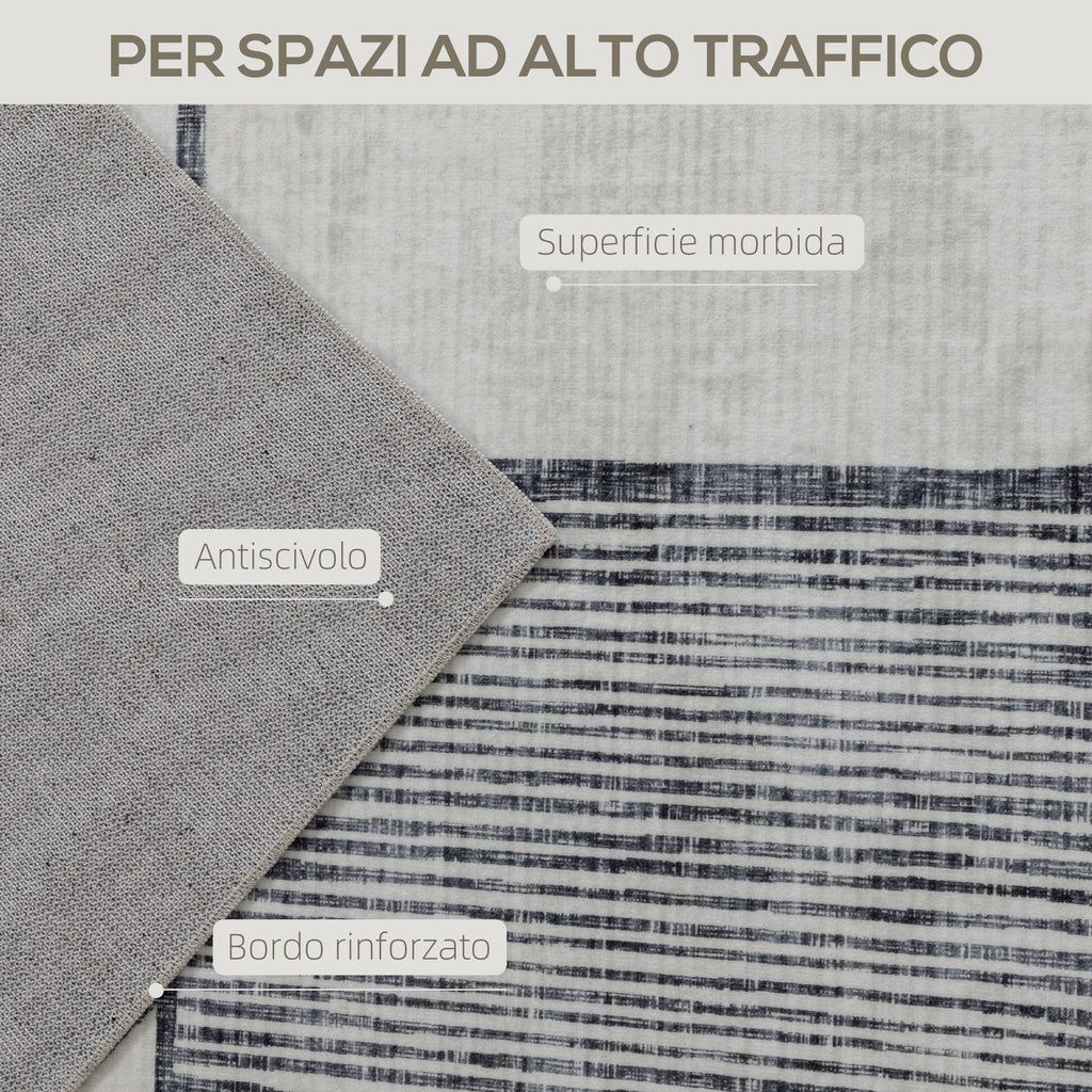 Modern Non-Slip Rug with Geometric Lines, in Multicolored Polyester, 230x160x0.7 cm