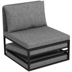 Armchair Bed with Cushion and Protective Cover, in Linen Effect Fabric and Metal, 66x70x74 cm, Grey