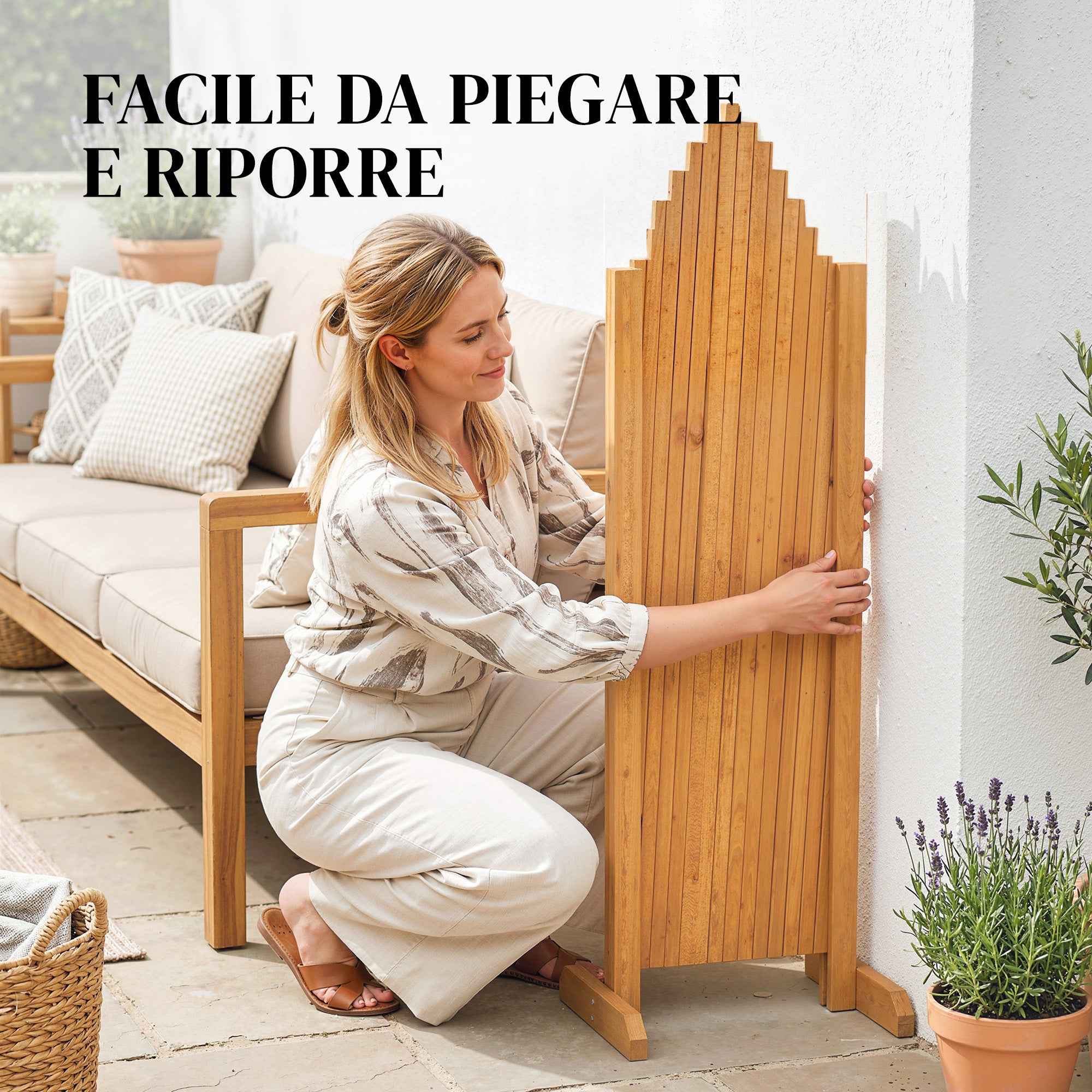 Outsunny 2-Panel Expandable Fence, Wooden Garden, 180x30x103 cm, Brown