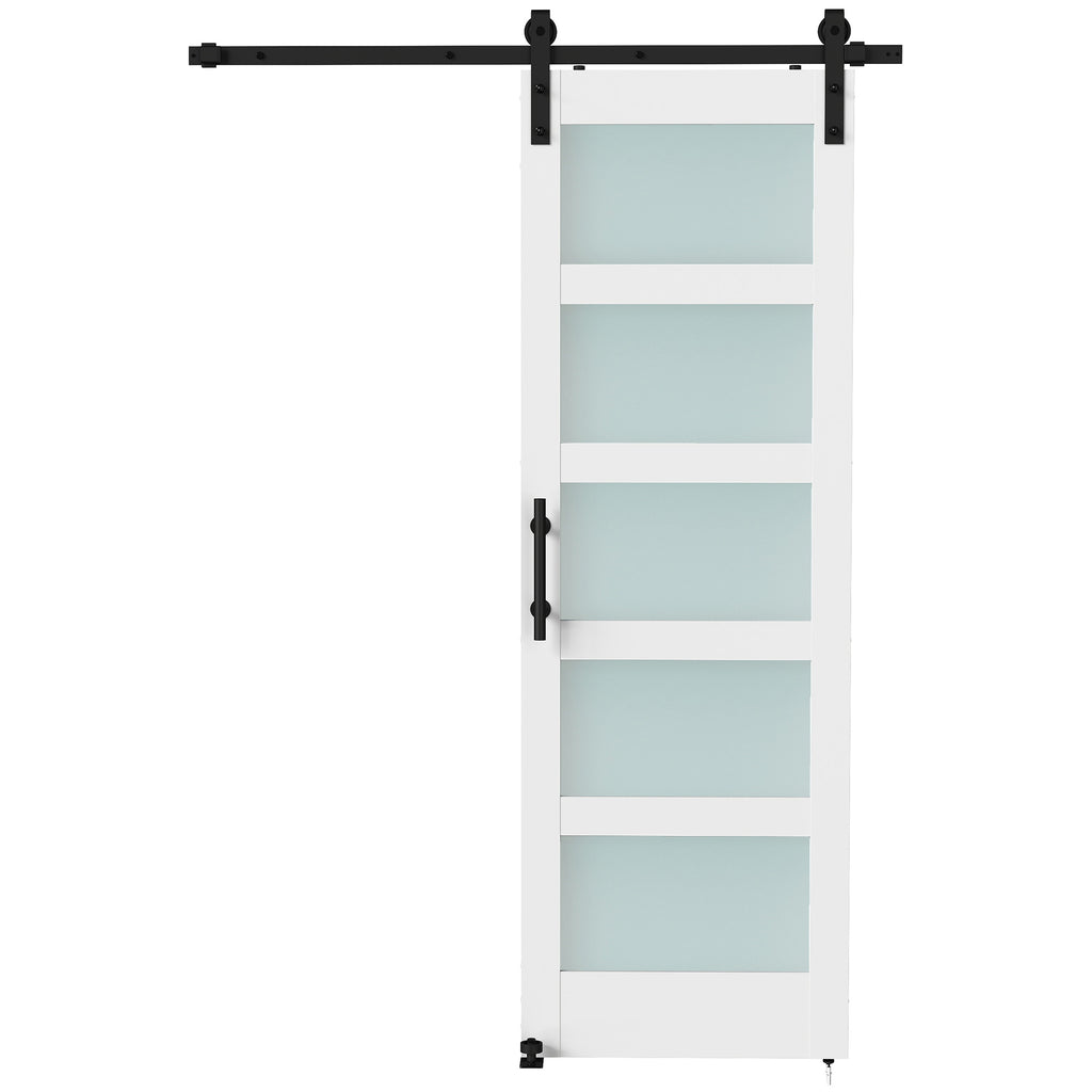 HOMCOM Sliding Door in Satin Glass with Track and Hardware Kit, in Wood, 71.2x3.5x213.4 cm, Multicolor