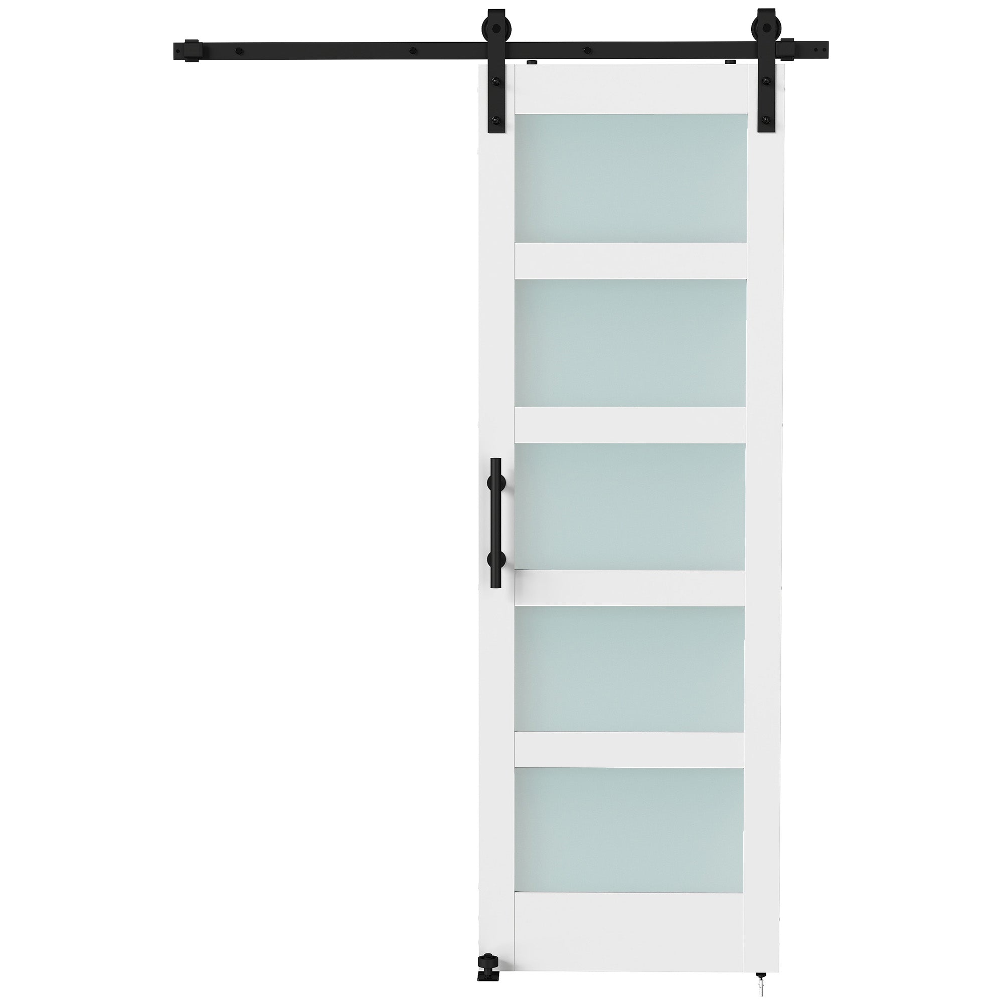 HOMCOM Sliding Door in Satin Glass with Track and Hardware Kit, in Wood, 71.2x3.5x213.4 cm, Multicolor