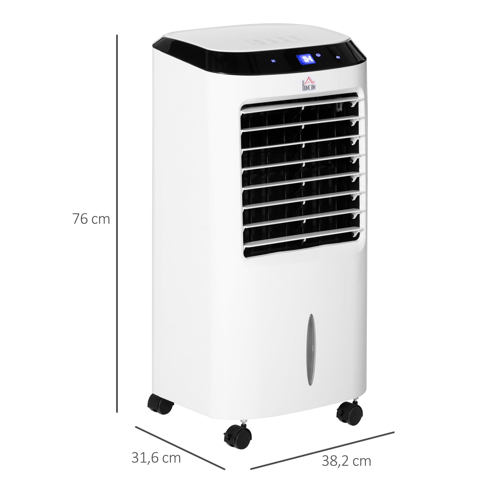 10L 4-in-1 Air Cooler with Humidifier, 8-Hour Timer and Remote Control, 38.2 x 31.6 x 76 cm, ABS, White and Black