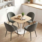 Set of 2 Upholstered Dining Chairs with Shell Backrest in Velvet, 52x55x79 cm, Grey
