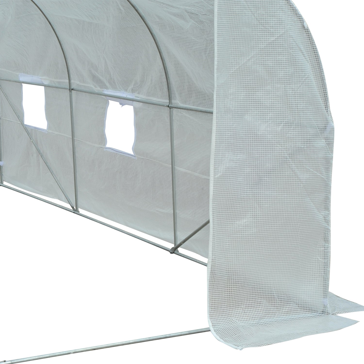 Outsunny Outdoor Tunnel Greenhouse with 6 Mesh Windows, in Metal and PE Plastic, 3.5x3 m, White - Borgè