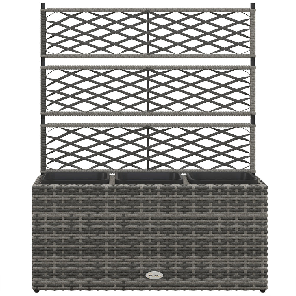 Outsunny Fioriera with grilled for climbing with 3 steel vessels and rattan pe, 84x30x107cm, gray - Borgè