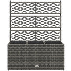 Outsunny Fioriera with grilled for climbing with 3 steel vessels and rattan pe, 84x30x107cm, gray - Borgè