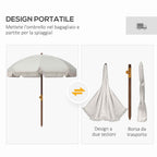 Outsunny Space-Saving Beach Umbrella with UV40+ Protection and Carrying Bag, Light Grey