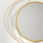 HOMCOM Modern and Round Decorative Wall Mirror with Hooks, in Glass and Metal, Ø65x1 cm, Gold - Borgè