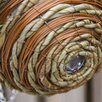 Set of 2 Fake Lisianthus Plants to Hang for Indoor and Outdoor Use with Wicker Pot and Chains, ?25x34cm, Pink and Green - Borgè