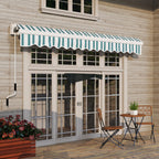 Awning with Crank Roller Arms in Metal and Aluminium, 4x2.5m, Green and White