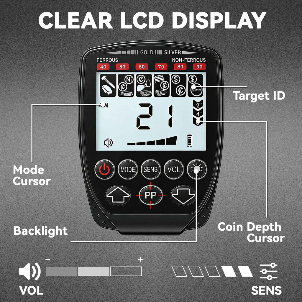 Outsunny Metal Detector for Adults, 4 Modes, IP68 Waterproof Coil, LCD Display