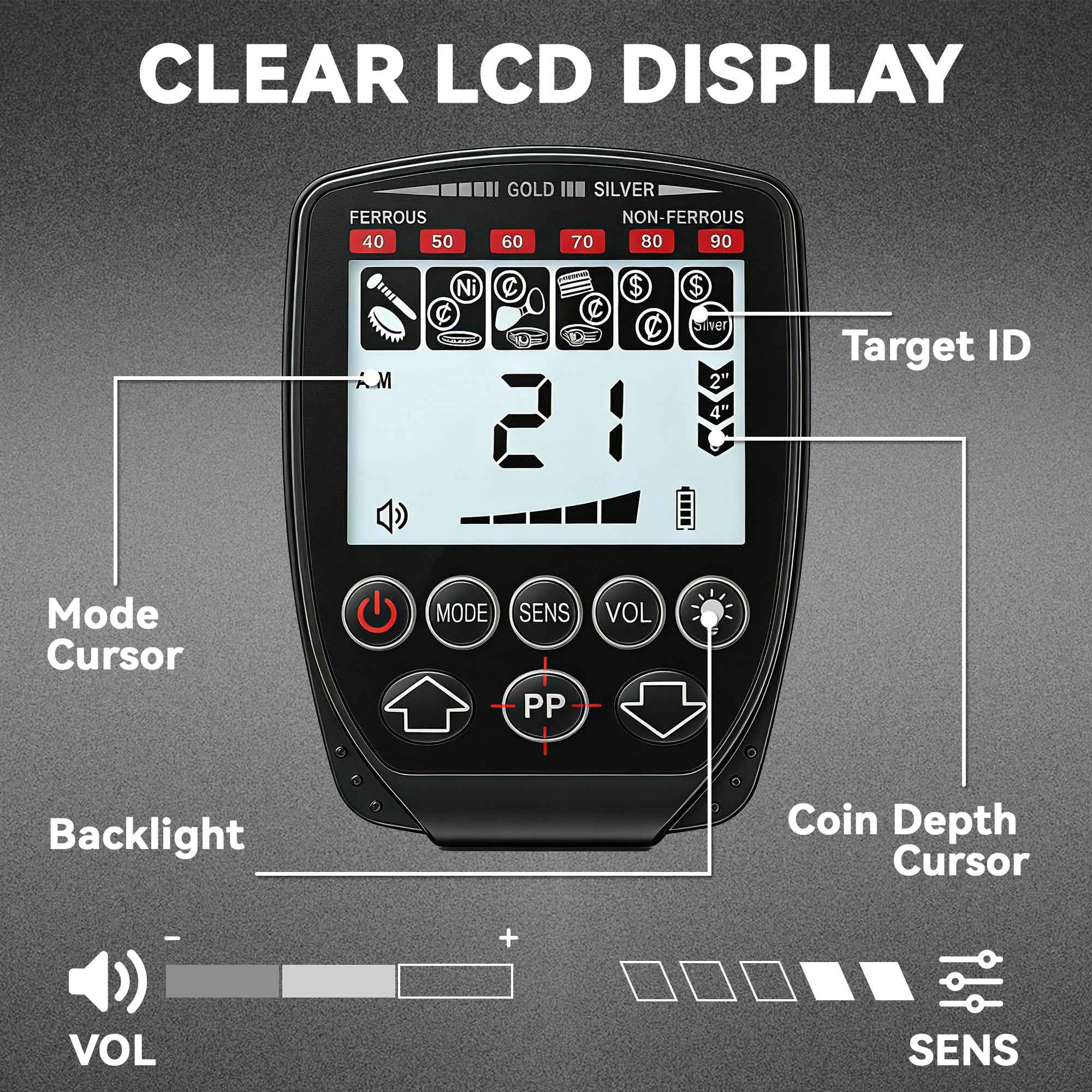 Outsunny Metal Detector for Adults, 4 Modes, IP68 Waterproof Coil, LCD Display