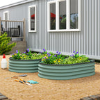 Outsunny Set of 2 Raised Garden Beds in Galvanized Metal with Rubber Edge and Modular Design, 135x90x30 cm Green