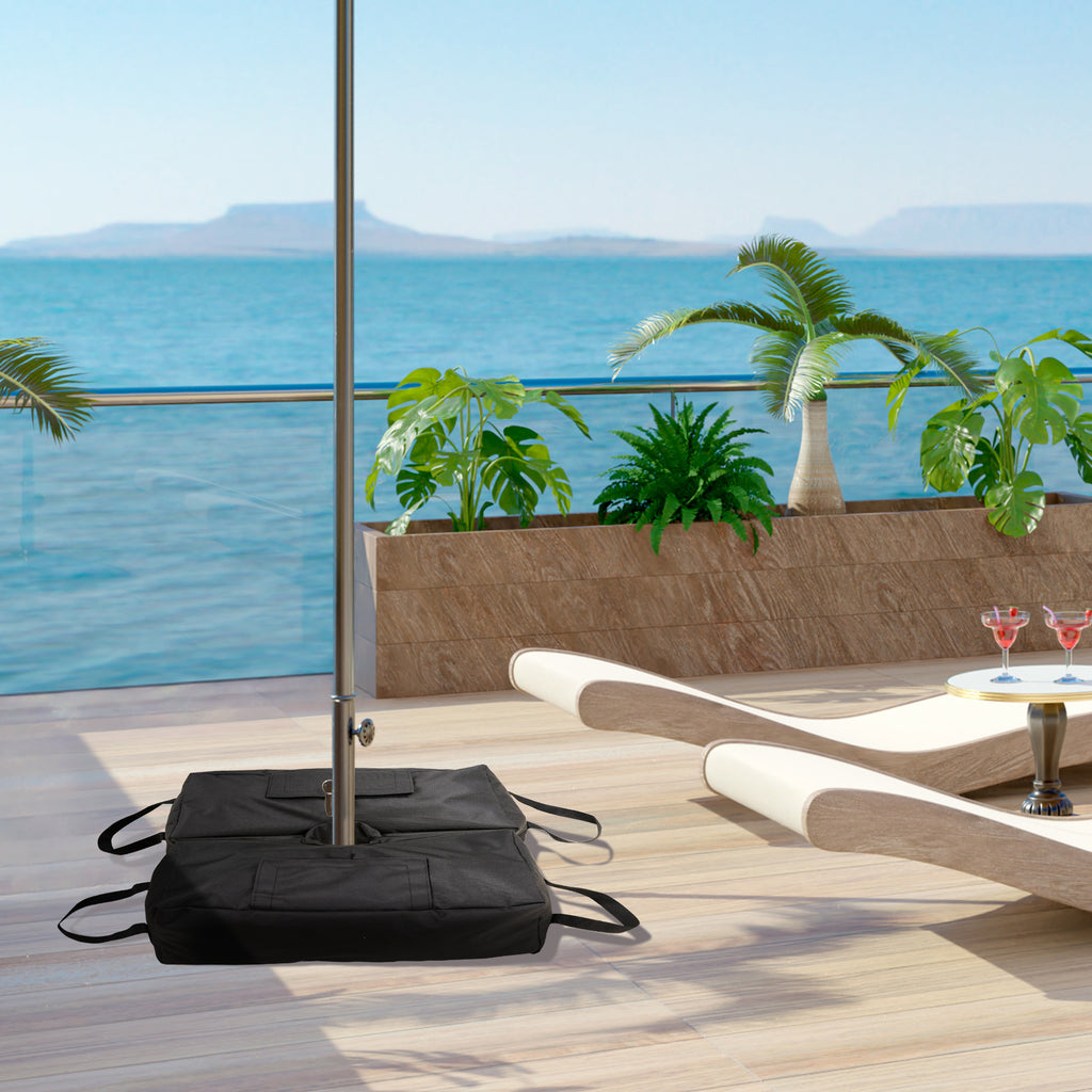 Base for Umbrella Bag Fillable with 50 kg of Sand, in Plastic and Oxford Fabric, 50x25x18 cm, Black