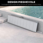 Foldable and Non-Slip Aluminum Wheelchair and Scooter Ramp for the Disabled, 305x73.5x5 cm, Silver