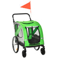 PAWHUT Bike trailer and dog stroller 2 in 1 in steel and Oxford fabric with cathi -frantic, green - Borgè