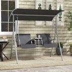 Outsunny 2-seater swing with coffee table and cup holder, in metal and polyester, 175x110x165 cm, gray - Borgè