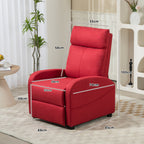 Reclining Relax Chair with Footrest in Linen Effect Fabric, 69x85x100 cm, Red