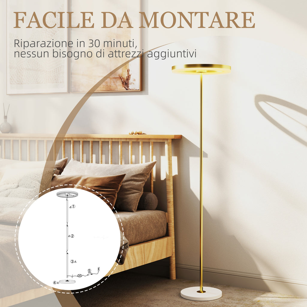 Modern Floor Lamp with Dimmable Light with Foot Switch and 3 Brightness, Gold