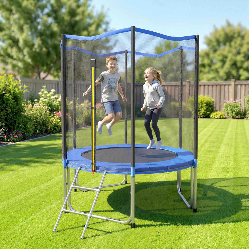 SPORTNOW Garden Trampoline, 183 cm with Safety Net and Ladder