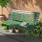 2 Seater Aluminum Slatted Outdoor Bench, 123x67x79cm, Green